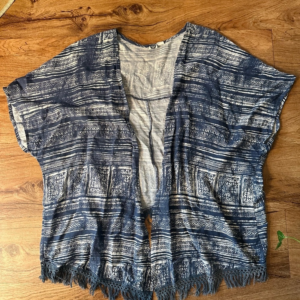 Roxy One Size Open Front Kimono Fringe Cardigan